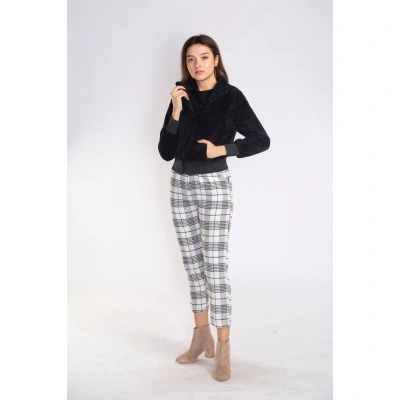 Fermuarlı Mevsimlik Peluş Ceket-SİYAH