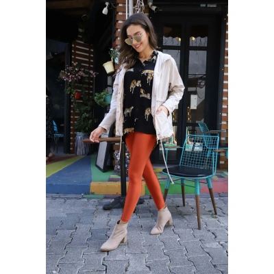 Kapüşonlu Kordonlu Yağmurluk- BEJ