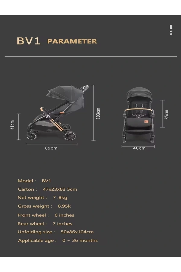 Maxi Taxi Bagageboo Otomatik Katlanır Kabin Boy Bebek Arabası 0-4 Yaş