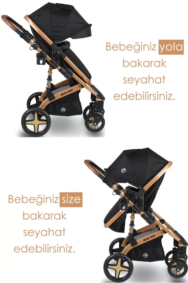 Maxi Taxi Fast Pro Alüminyum Travel Sistem Bebek Arabası / Caramel Black