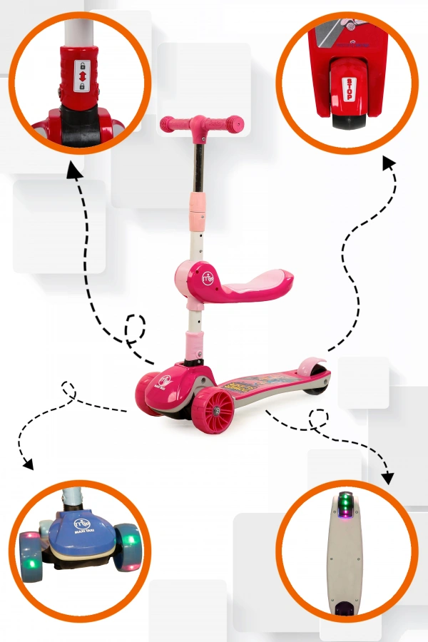 Zoomy Oturaklı Işıklı Katlanabilir Scooter