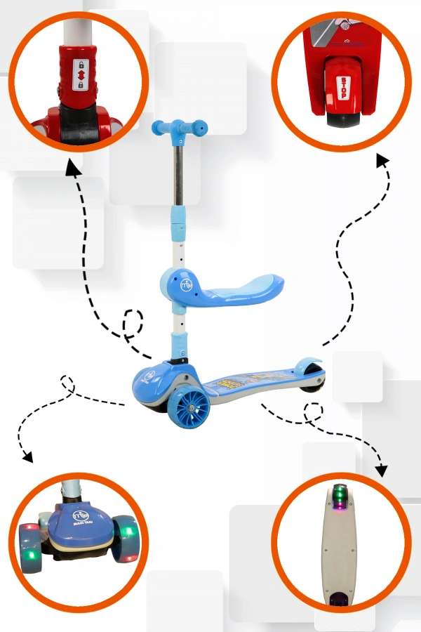 Zoomy Oturaklı Işıklı Katlanabilir Scooter