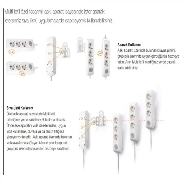 Viko Multi-Let 3lü Grup Priz Topraklı Çocuk Korumalı 3 Metre Beyaz 90113303