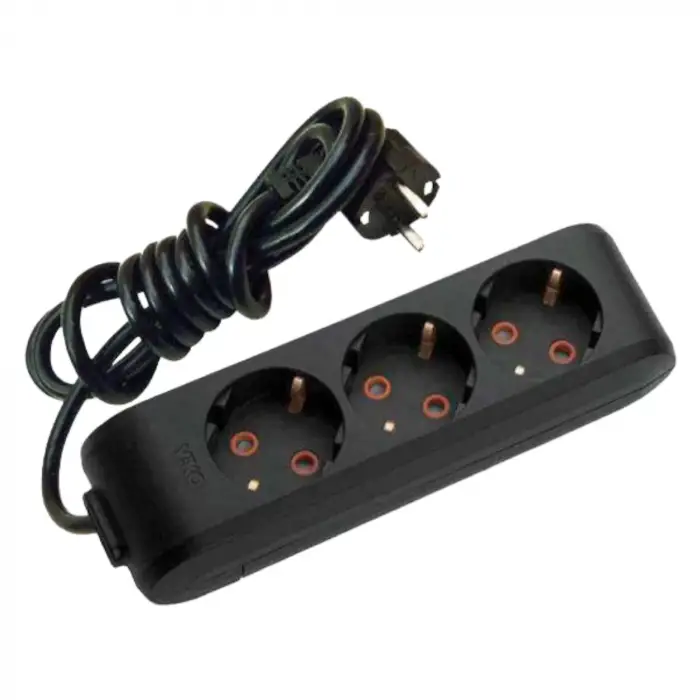 Viko Multi-Let 3lü Grup Priz Topraklı Çocuk Korumalı 5 Metre Siyah