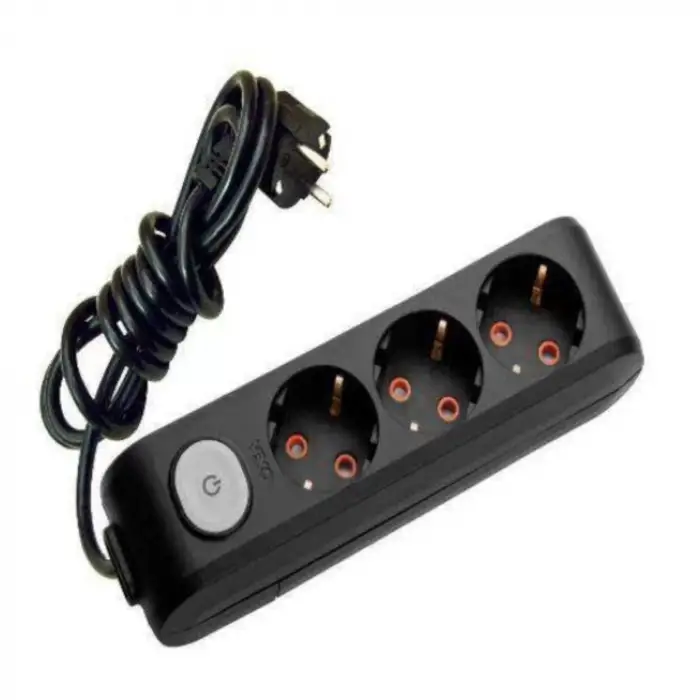 Viko Multi-Let 3lü Grup Priz Topraklı Çocuk Korumalı Anahtarlı 3 Metre Siyah