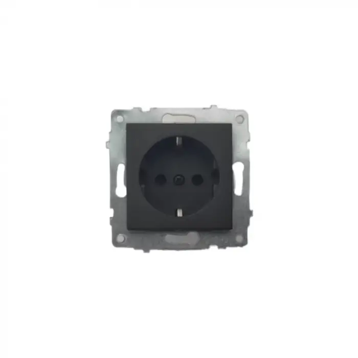 Ovivo Grano Siyah Topraklı Priz (Çerçevesiz)