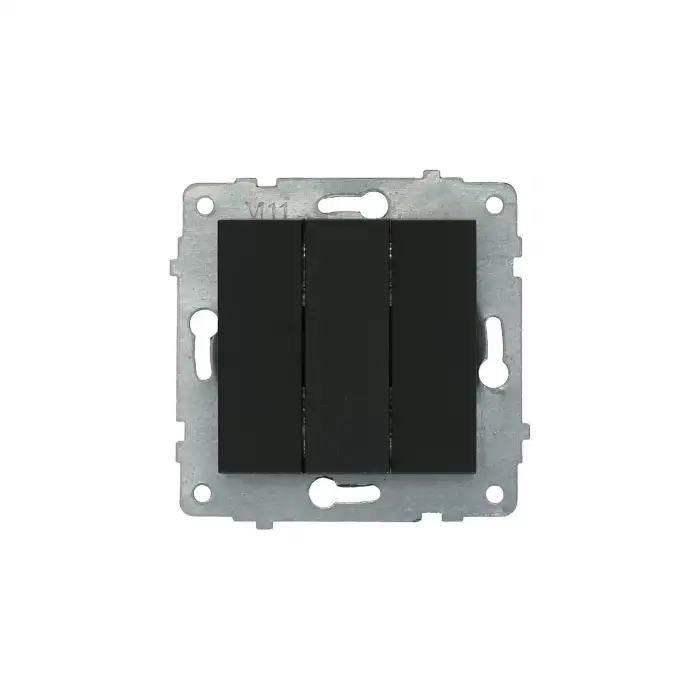 Ovivo Grano Siyah Üçlü Anahtar (Çerçevesiz)