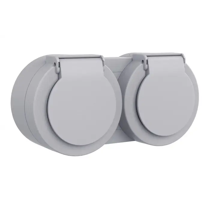 Ovivo Xone Sıva Üstü Kapaklı Topraklı Priz + Kapaklı Topraklı Priz  Gri