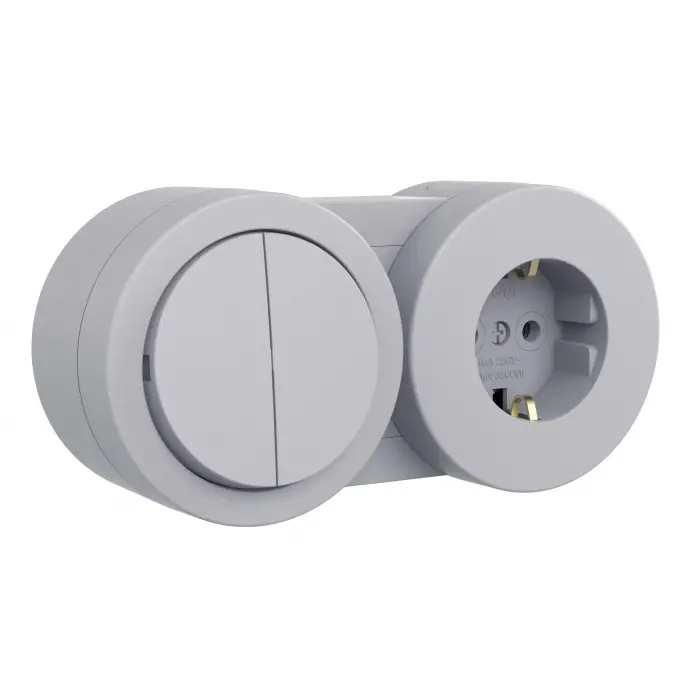 Ovivo Xone Sıva Üstü Komütatör + Topraklı Priz  Gri