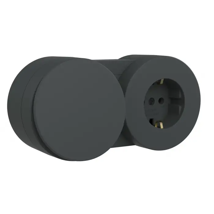 Ovivo Xone Antrasit Sıva Üstü İkili Set Anahtar + Topraklı Priz
