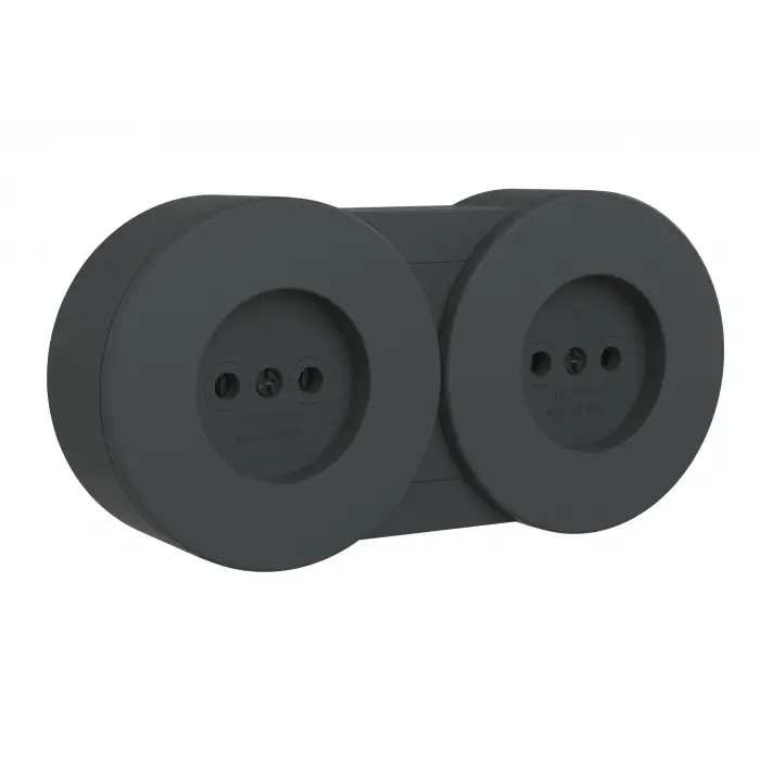 Ovivo Xone Antrasit Sıva Üstü İkili Set Topraklı Priz + Topraklı Priz