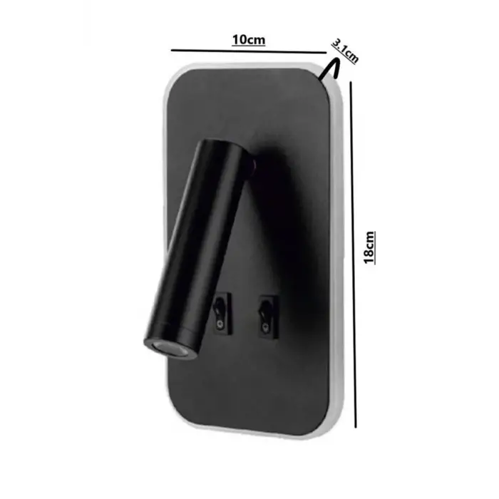 Cata CT-5253 13W 3000K Günışığı Tuvalu Siyah Çift Kademeli Yatak Başı Aplik