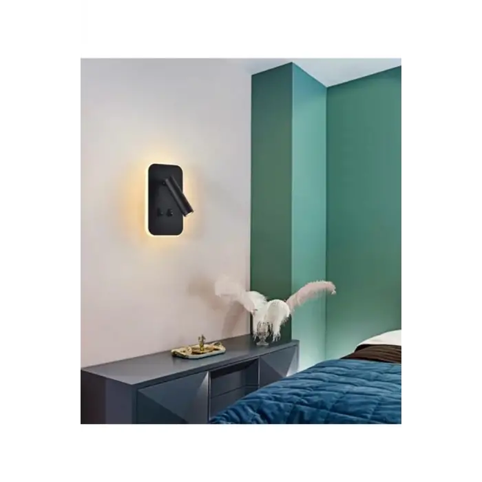 Cata CT-5253 13W 3000K Günışığı Tuvalu Siyah Çift Kademeli Yatak Başı Aplik