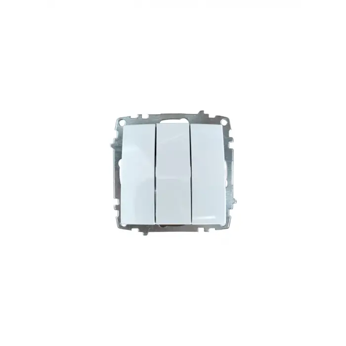 Elbi Zena Beyaz Üçlü Anahtar Çerçevesiz