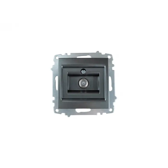 Elbi Zena Füme Uydu Prizi RG6 F Konnektör Çerçevesiz