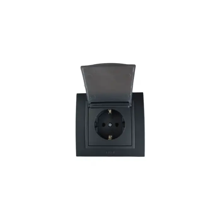 Elbi Zena Siyah Kapaklı Topraklı Priz