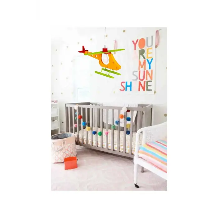 Global KDF001H 50cm E27 Renkli Helikopter Çocuk Odası Sarkıt Avize