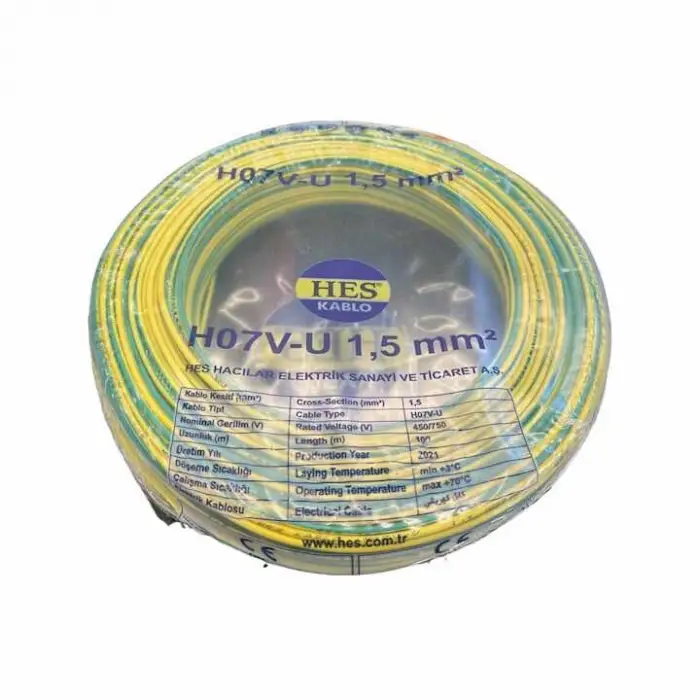 Hes 1.5 nya sarı yeşil kablo 100 metre