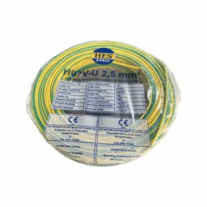Hes 2.5 nya sarı yeşil kablo 100 metre