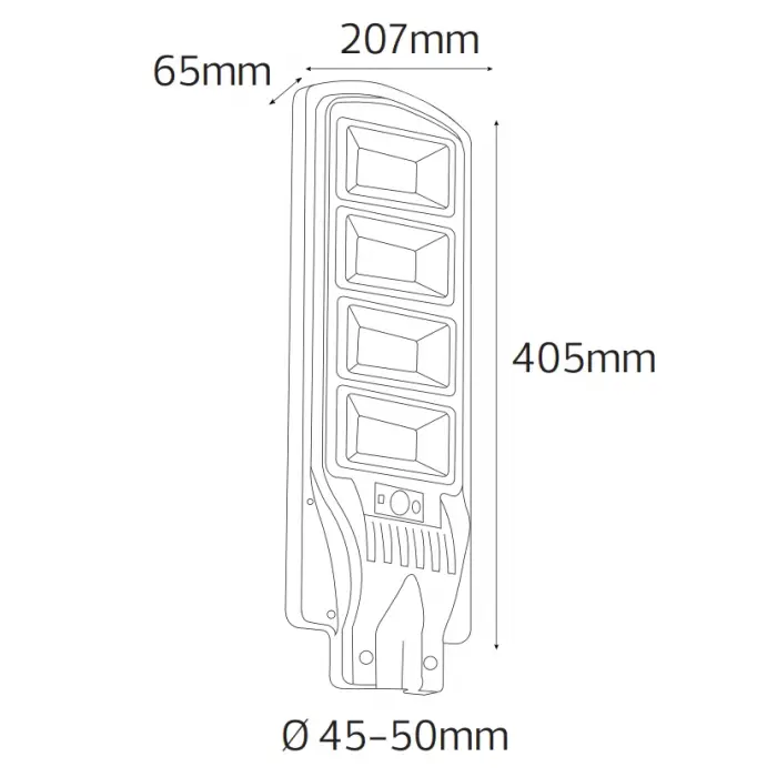 Horoz 100w Siyah Led Solar Güneş Enerjili Lamba Sokak Armatür Beyaz Işık