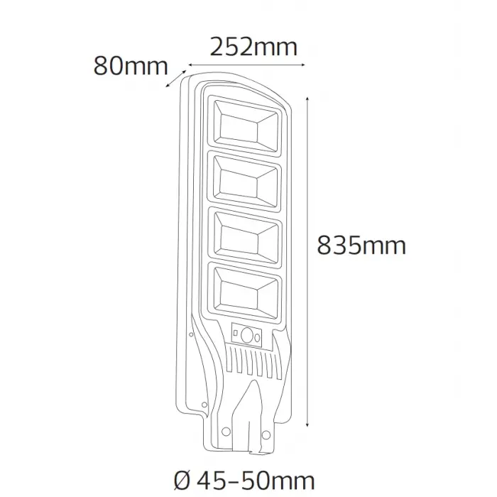 Horoz 300w Siyah Led Solar Güneş Enerjili Lamba Sokak Armatür Beyaz Işık