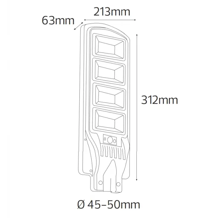 Horoz 50w Siyah Led Solar Güneş Enerjili Lamba Sokak Armatür Beyaz Işık