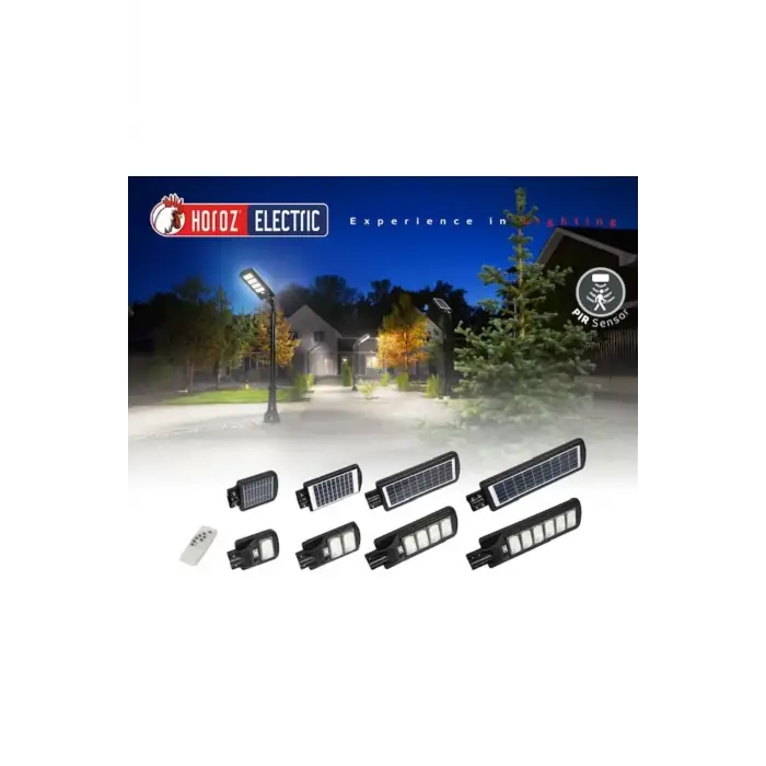 Horoz 50w Siyah Led Solar Güneş Enerjili Lamba Sokak Armatür Beyaz Işık