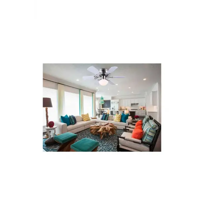 Vanti KCF 278 Beyaz Nikel 6 Kanatlı Avizeli Tavan Vantilatörü ( AÇIKLAMAYI LÜTFEN OKUYUN )