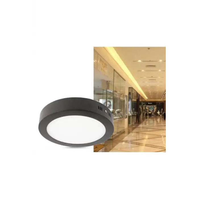 Maxled 24w Yuvarlak Siyah Kasa Sıva Üstü Led Armatür 4000K