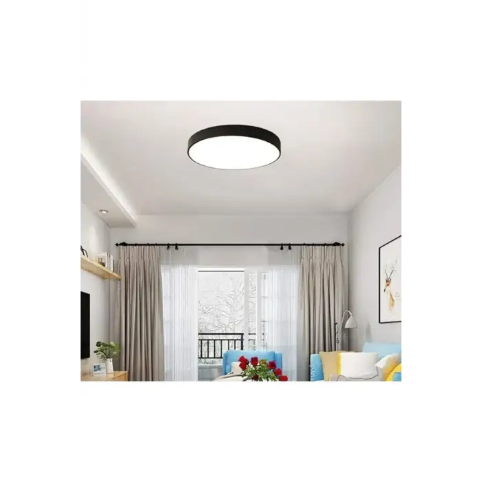 MX-1054 24W Sıva Üstü Yuvarlak LED Panel Siyah Kasa  4000K Ilık Beyaz
