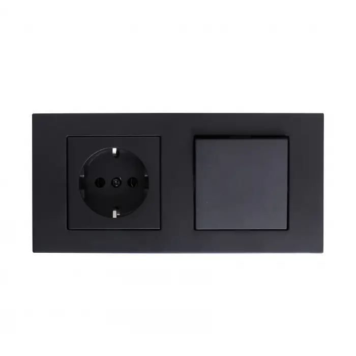 Ovivo Grano Siyah İkili Set Anahtar + Topraklı Priz