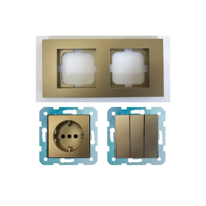 Ovivo Grano Titanyum Topraklı Priz + Üçlü Anahtar