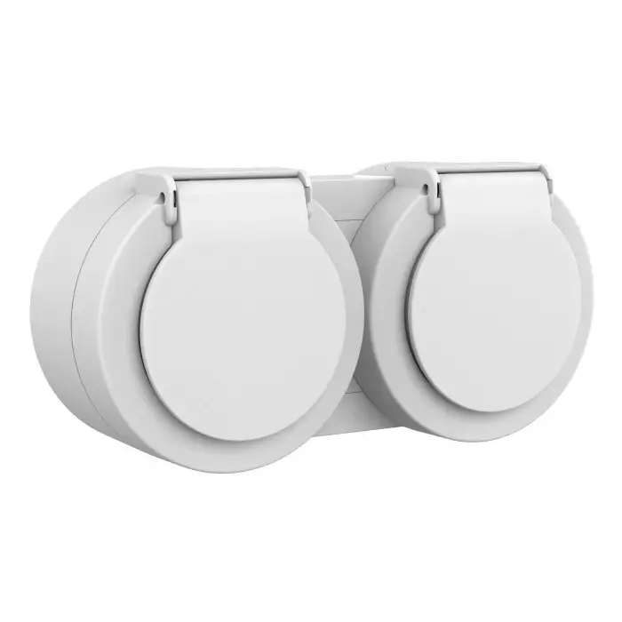 Ovivo Xone Sıva Üstü Beyaz İkili Set Kapaklı Topraklı Priz + Kapaklı Topraklı Priz