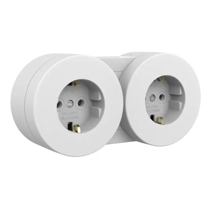 Ovivo Xone Sıva Üstü Beyaz İkili Set Topraklı Priz + Topraklı Priz