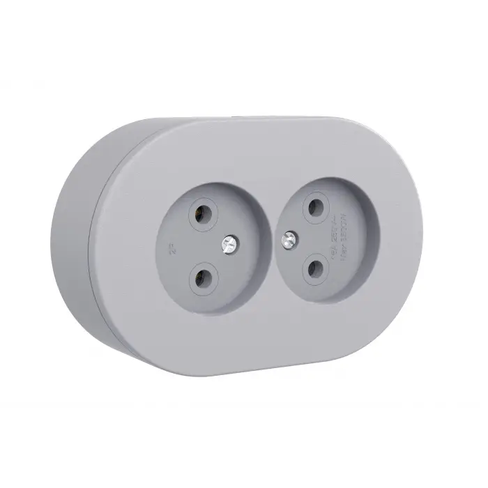 Ovivo Xone Sıva Üstü İkili Topraklı Priz Gri