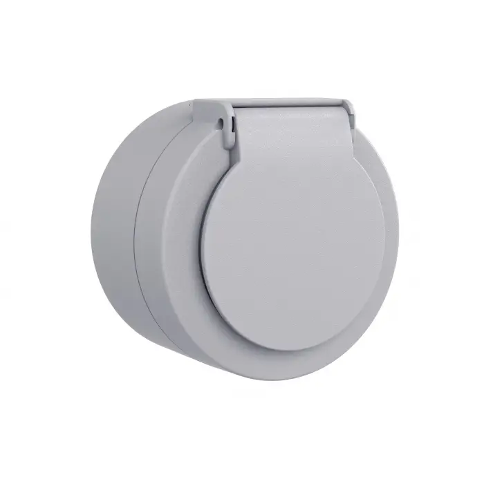 Ovivo Xone Sıva Üstü Kapaklı Topraklı Priz Gri