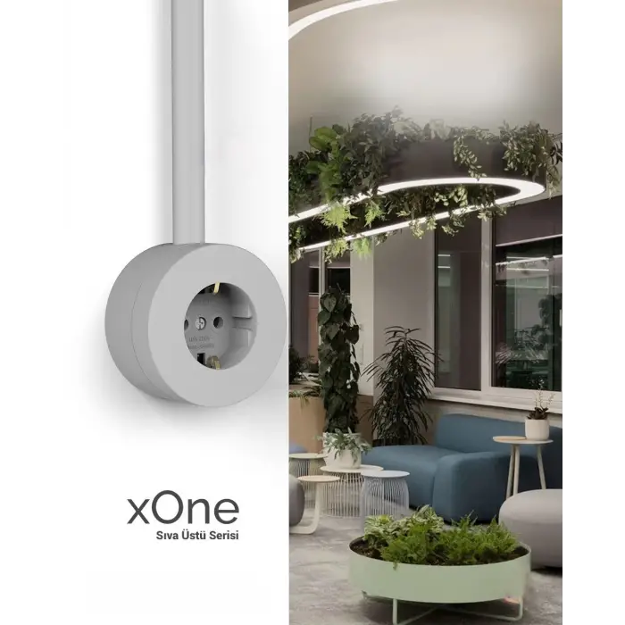 Ovivo Xone Sıva Üstü Topraklı Priz Gri