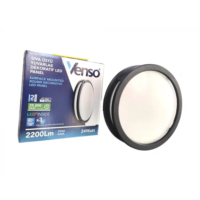 Venso 24w Sıva Üstü Siyah Kasa 3500K Günışığı Led Panel VN1310