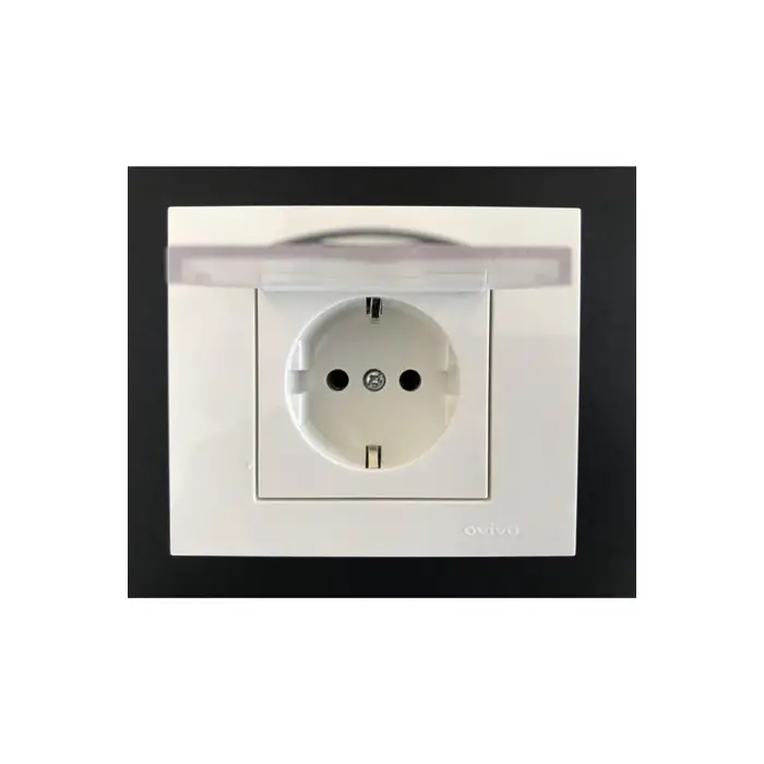 OVİVO GRANO BEYAZ KAPAKLI TOPRAKLI PRİZ ÇERÇEVELİ