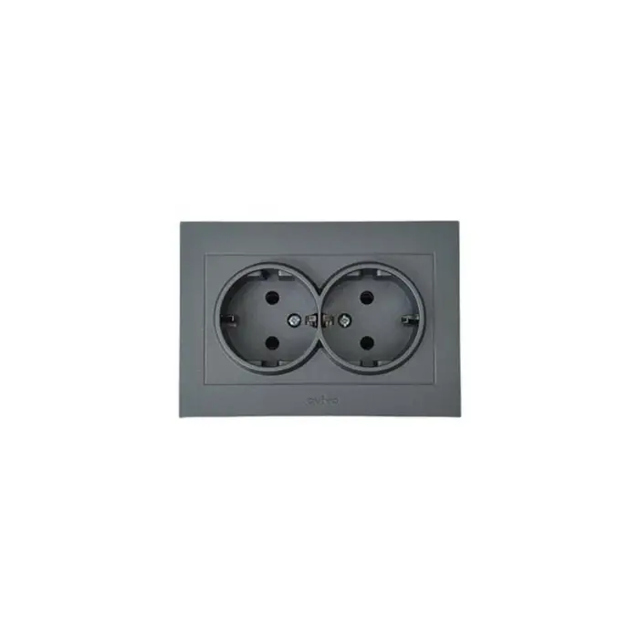 Ovivo Grano Füme İkili Topraklı Priz Çerçeveli