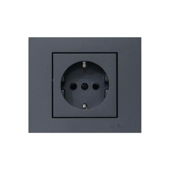 Ovivo Grano Füme Topraklı Priz Çerçeveli