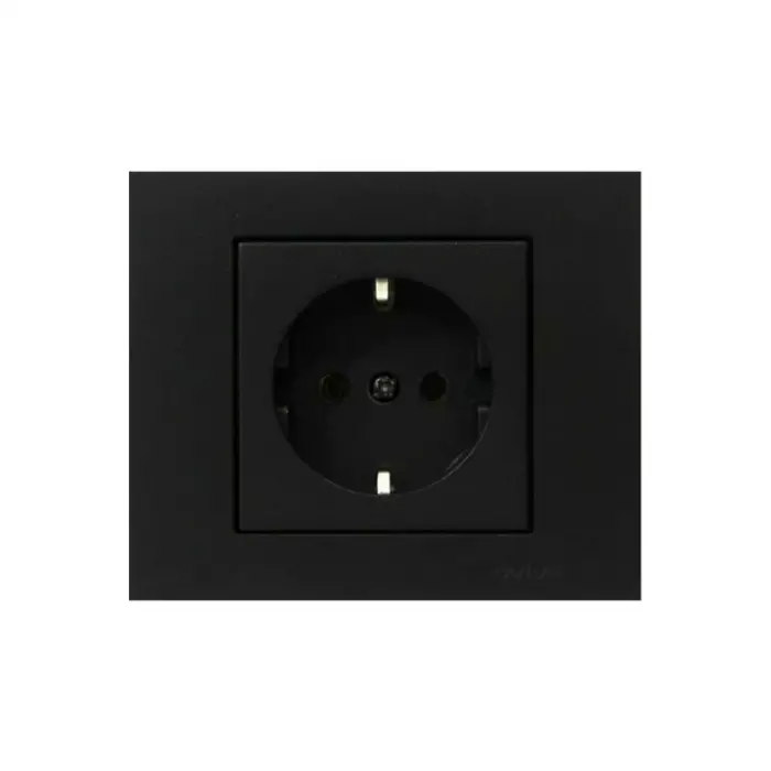 Ovivo Grano Siyah Topraklı Priz Çerçeveli