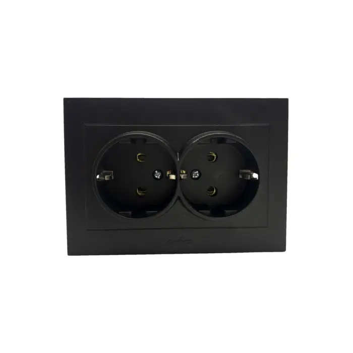 Ovivo Grano Siyah İkili Topraklı Priz Çerçeveli