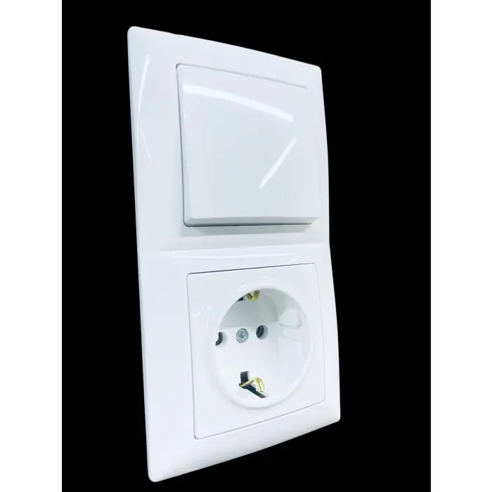 Günsan Visage Beyaz Dikey 2li Set Topraklı Priz + Anahtar