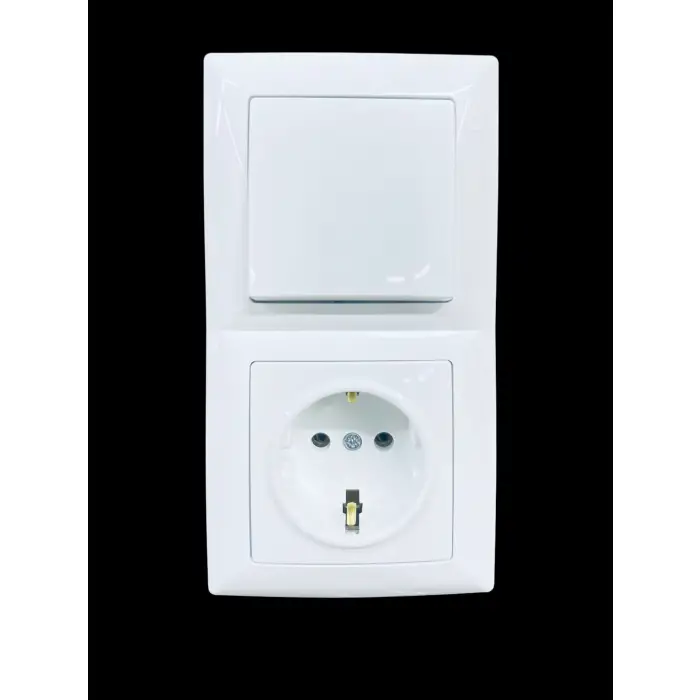Günsan Visage Beyaz Dikey 2li Set Topraklı Priz + Anahtar