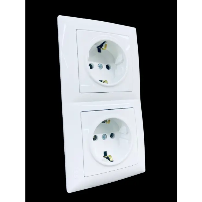 Günsan Visage Beyaz Dikey 2li Set Topraklı Priz + Topraklı Priz