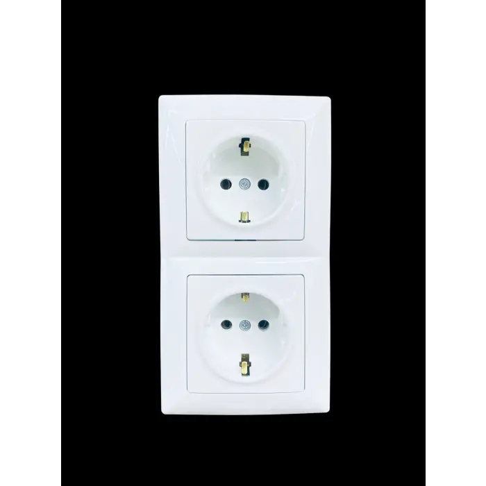 Günsan Visage Beyaz Dikey 2li Set Topraklı Priz + Topraklı Priz