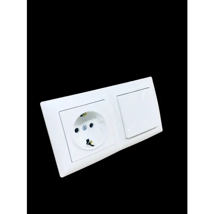 Günsan Visage Beyaz Yatay 2li Set Topraklı Priz + Anahtar