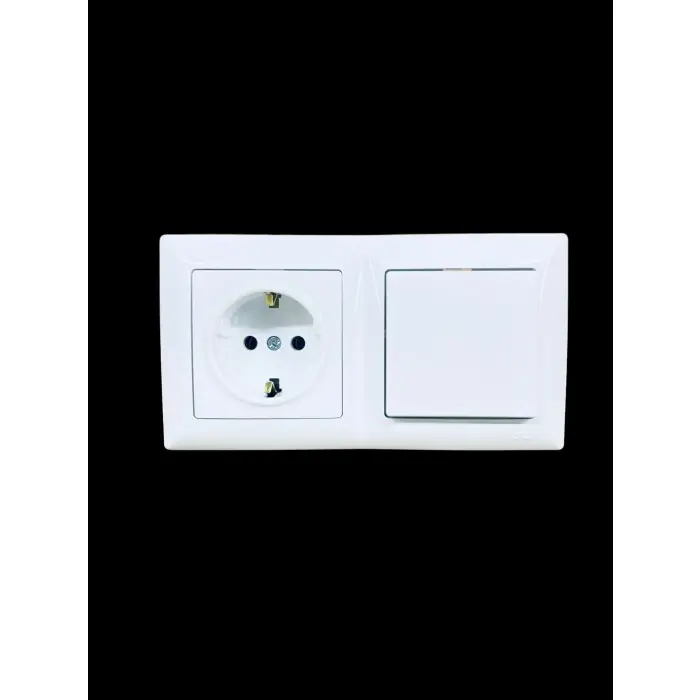 Günsan Visage Beyaz Yatay 2li Set Topraklı Priz + Anahtar