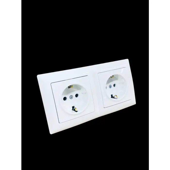 Günsan Visage Beyaz Yatay 2li Set Topraklı Priz + Topraklı Priz
